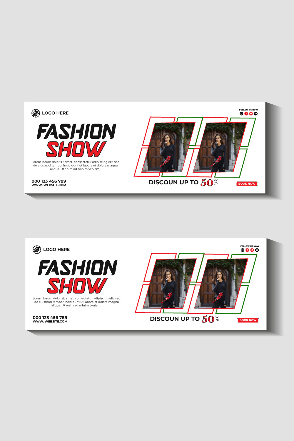 fashion sale social media post and web banner template pinterest preview image.