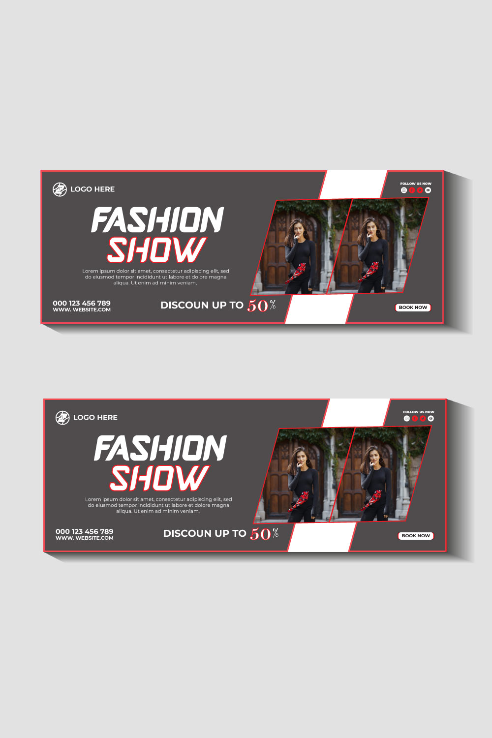 fashion sale social media post and web banner template pinterest preview image.