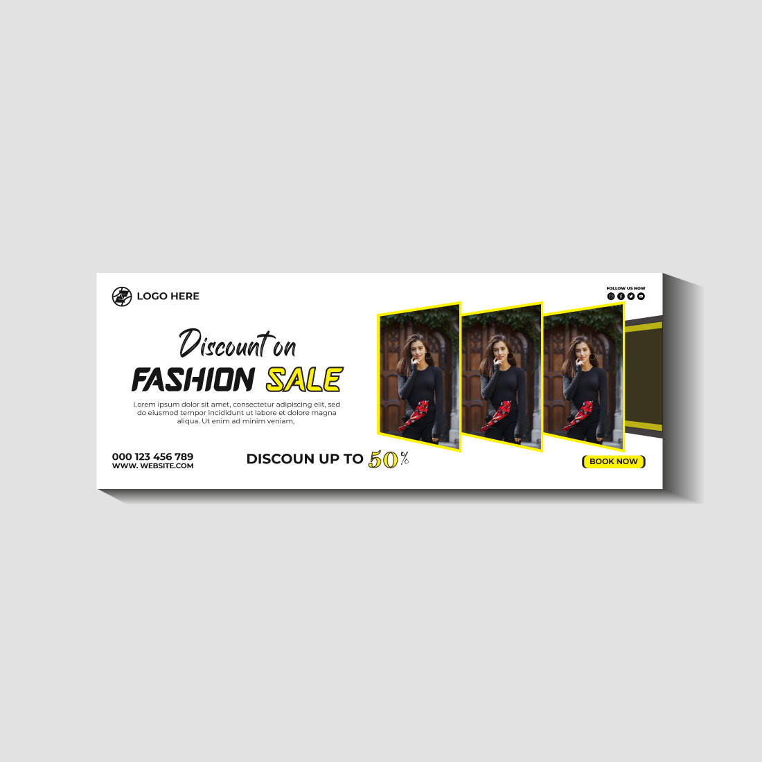 fashion sale social media post and web banner template cover image.