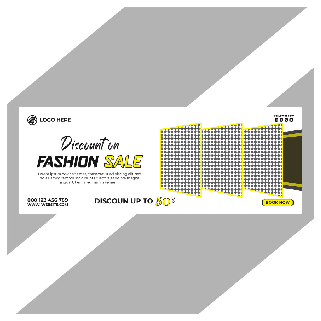 fashion sale social media post and web banner template preview image.