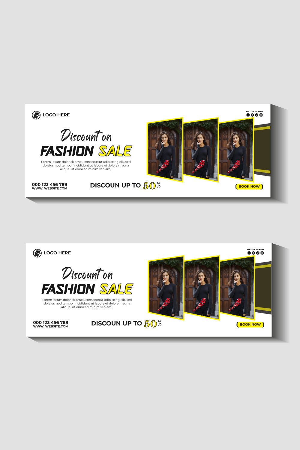 fashion sale social media post and web banner template pinterest preview image.