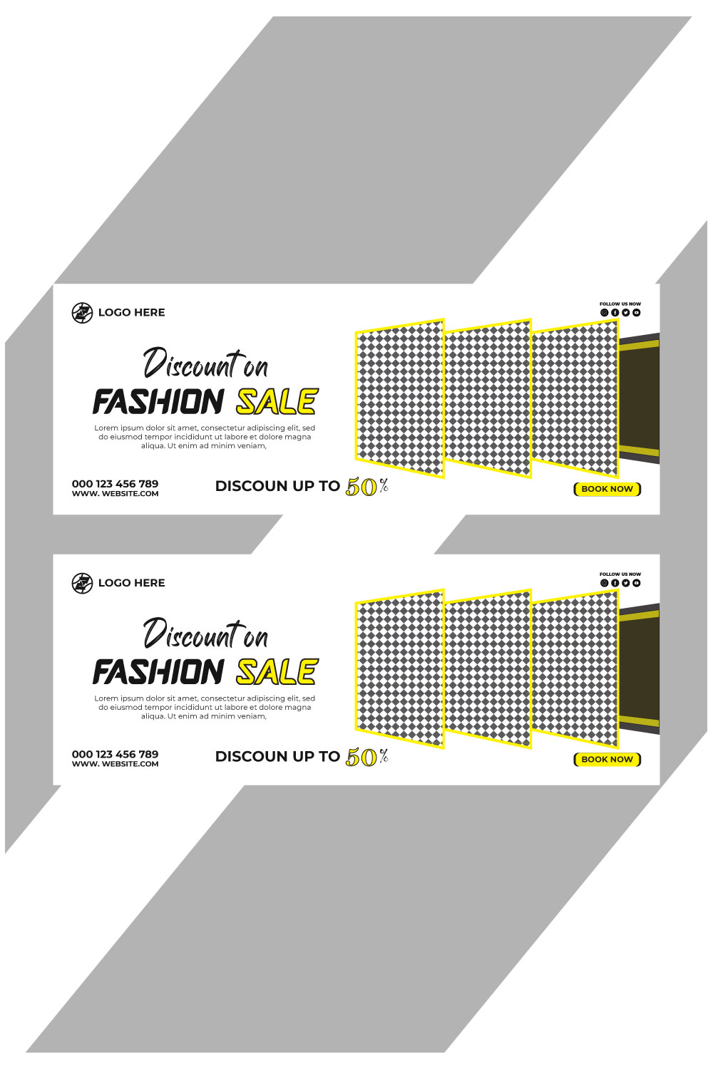 fashion sale social media post and web banner template pinterest preview image.