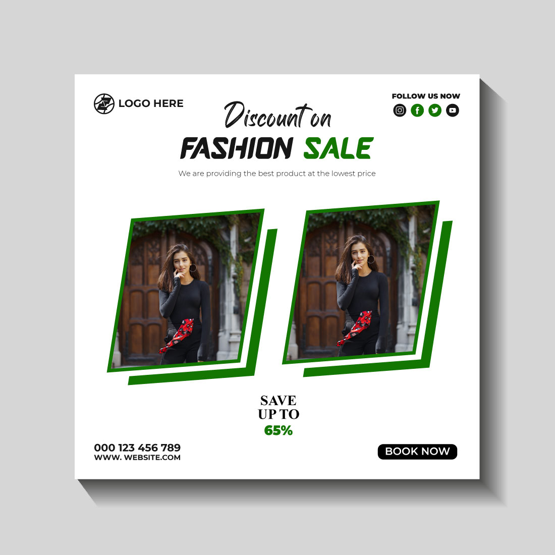 fashion sale social media post and web banner template cover image.