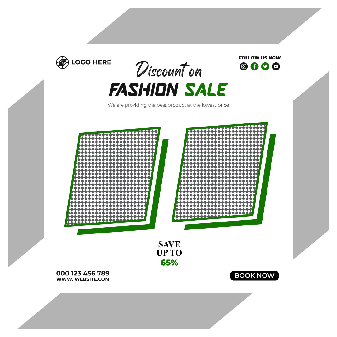 fashion sale social media post and web banner template preview image.