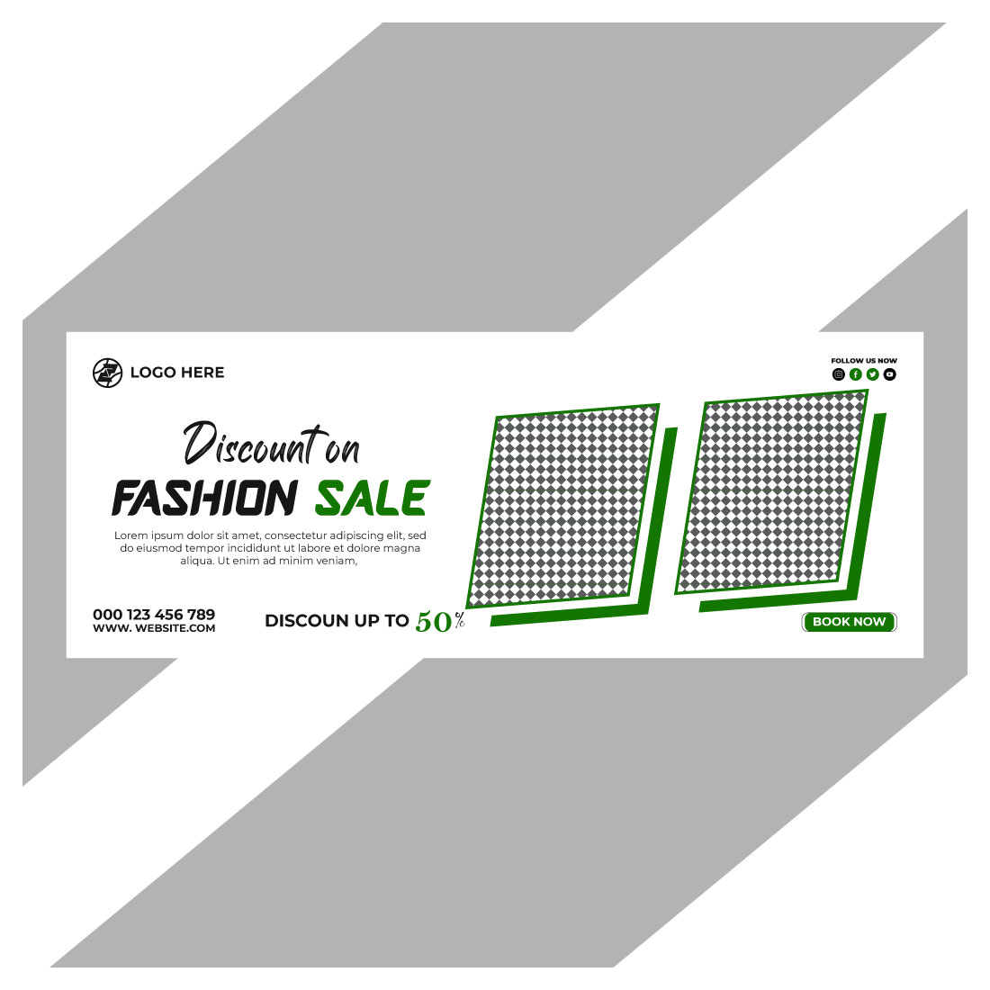 fashion sale social media post and web banner template cover image.