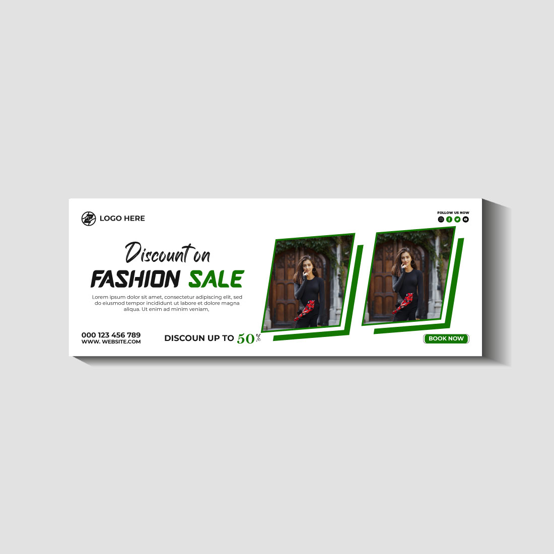 fashion sale social media post and web banner template preview image.