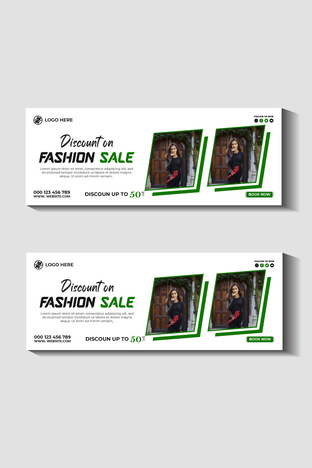 fashion sale social media post and web banner template pinterest preview image.