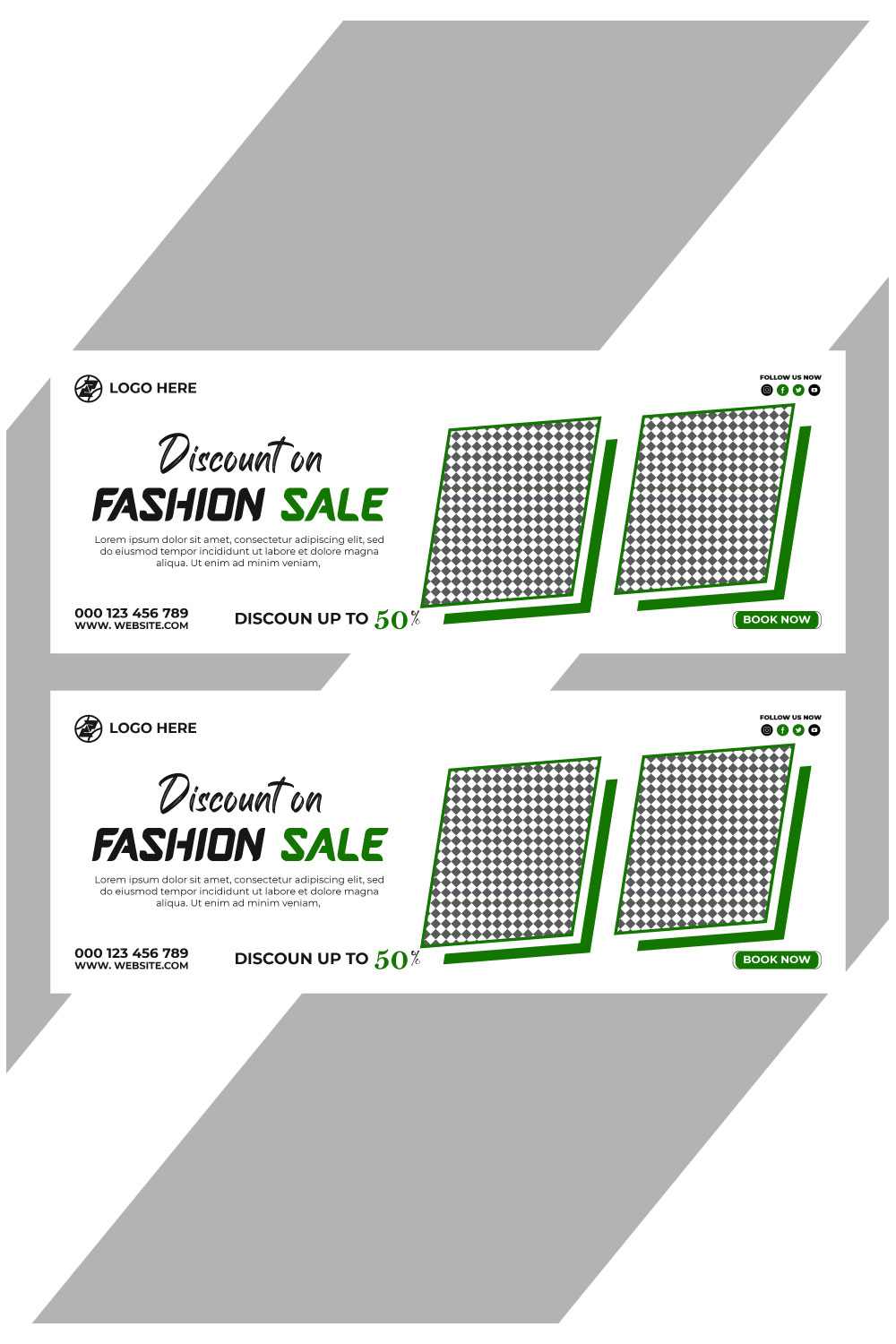 fashion sale social media post and web banner template pinterest preview image.