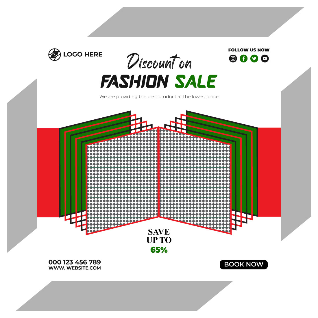 fashion sale social media post and web banner template preview image.