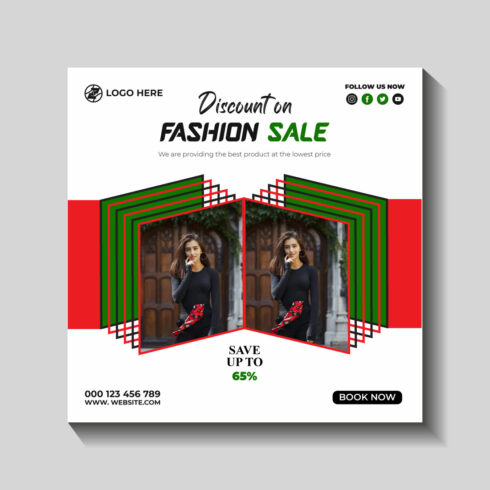 fashion sale social media post and web banner template cover image.