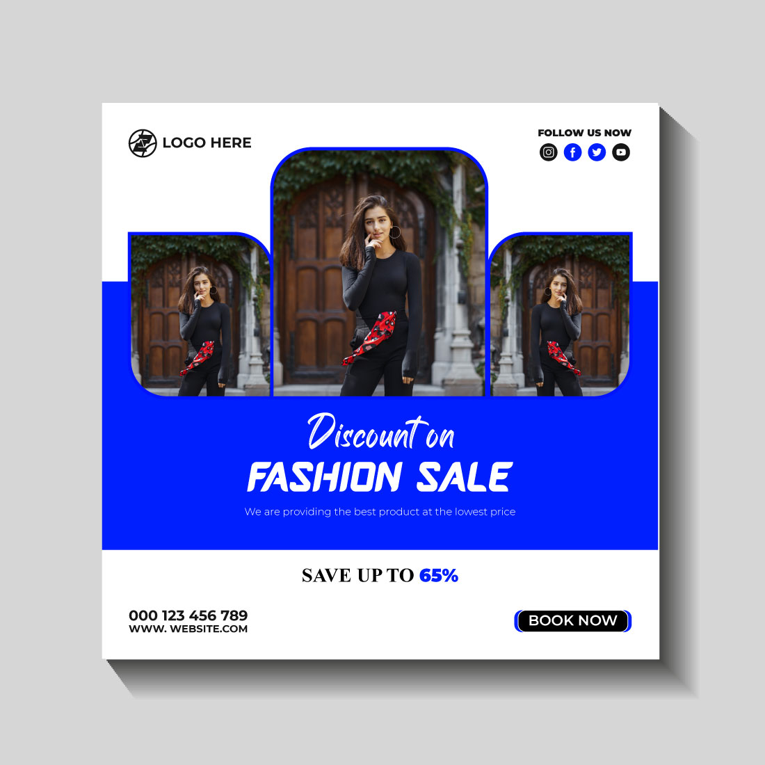 fashion sale social media post and web banner template preview image.