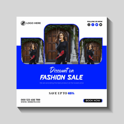 fashion sale social media post and web banner template cover image.