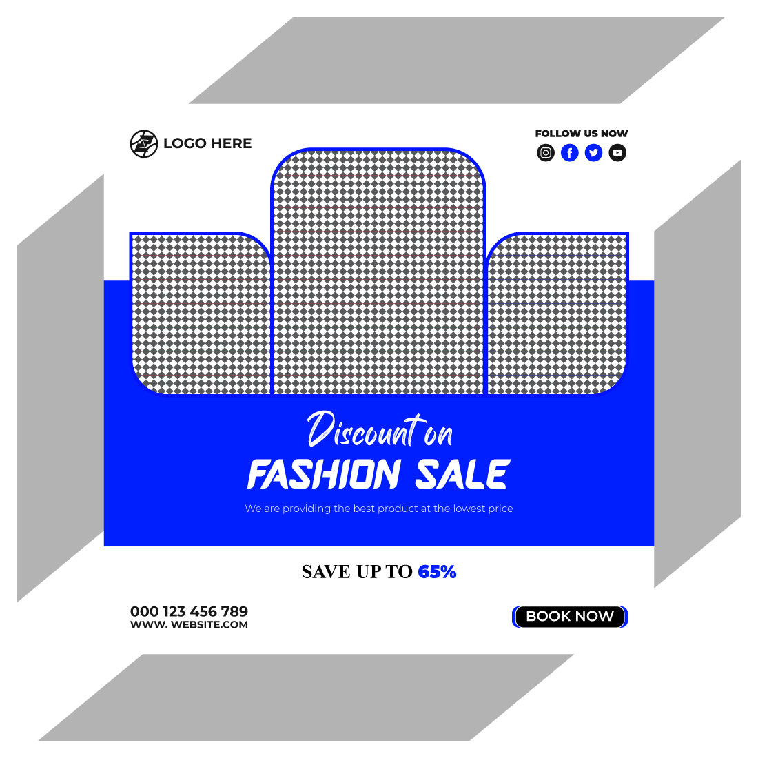 fashion sale social media post and web banner template cover image.