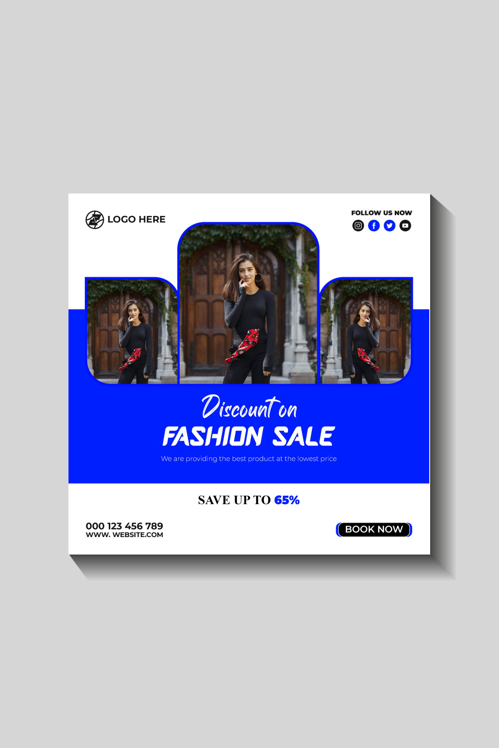 fashion sale social media post and web banner template pinterest preview image.