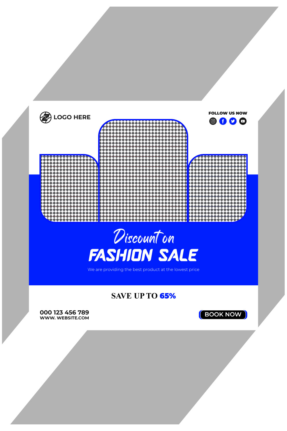 fashion sale social media post and web banner template pinterest preview image.