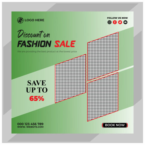 fashion sale social media post and web banner template cover image.