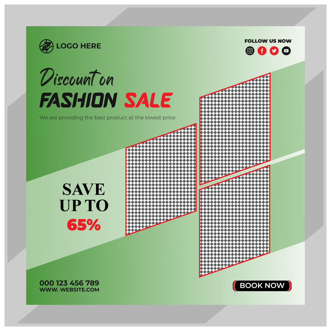 fashion sale social media post and web banner template cover image.