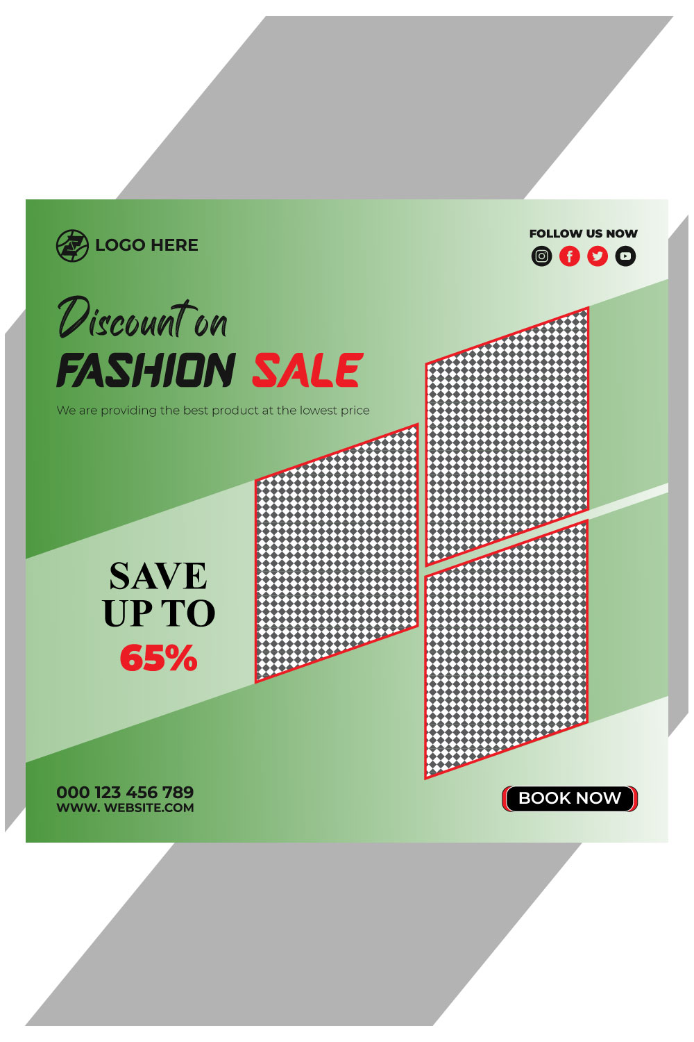 fashion sale social media post and web banner template pinterest preview image.