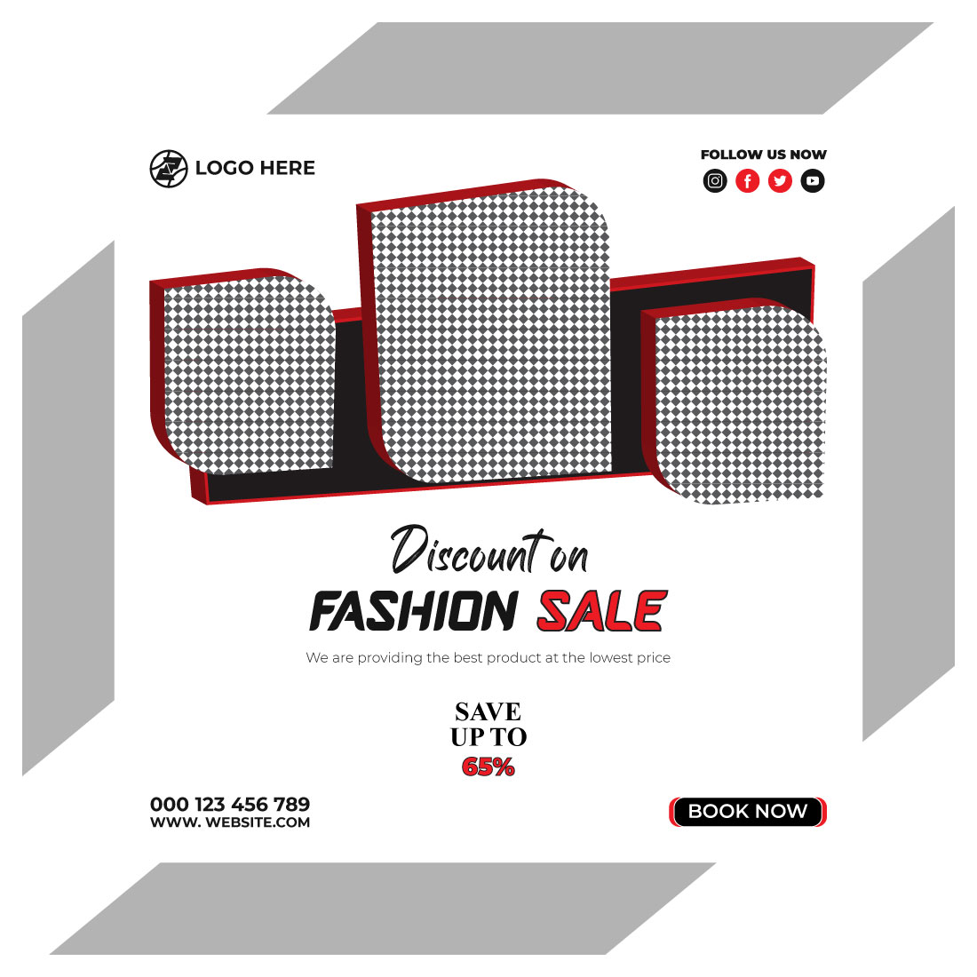 fashion sale social media post and web banner template preview image.