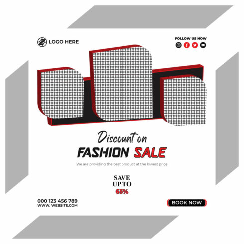 fashion sale social media post and web banner template cover image.