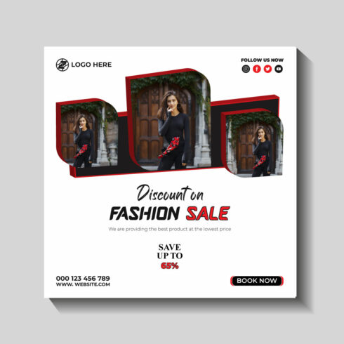 fashion sale social media post and web banner template cover image.