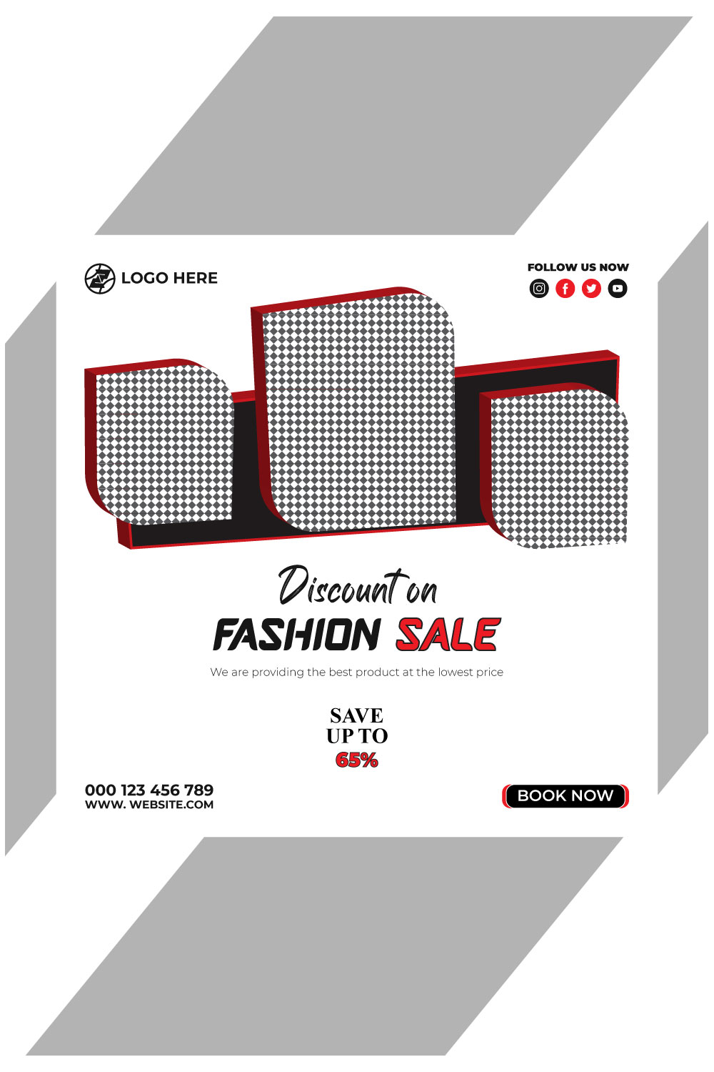 fashion sale social media post and web banner template pinterest preview image.