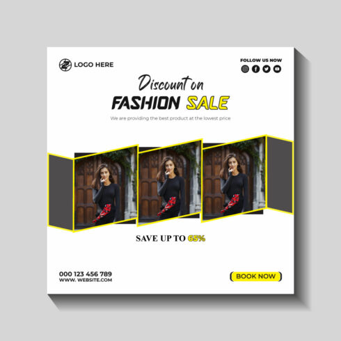 fashion sale social media post and web banner template cover image.