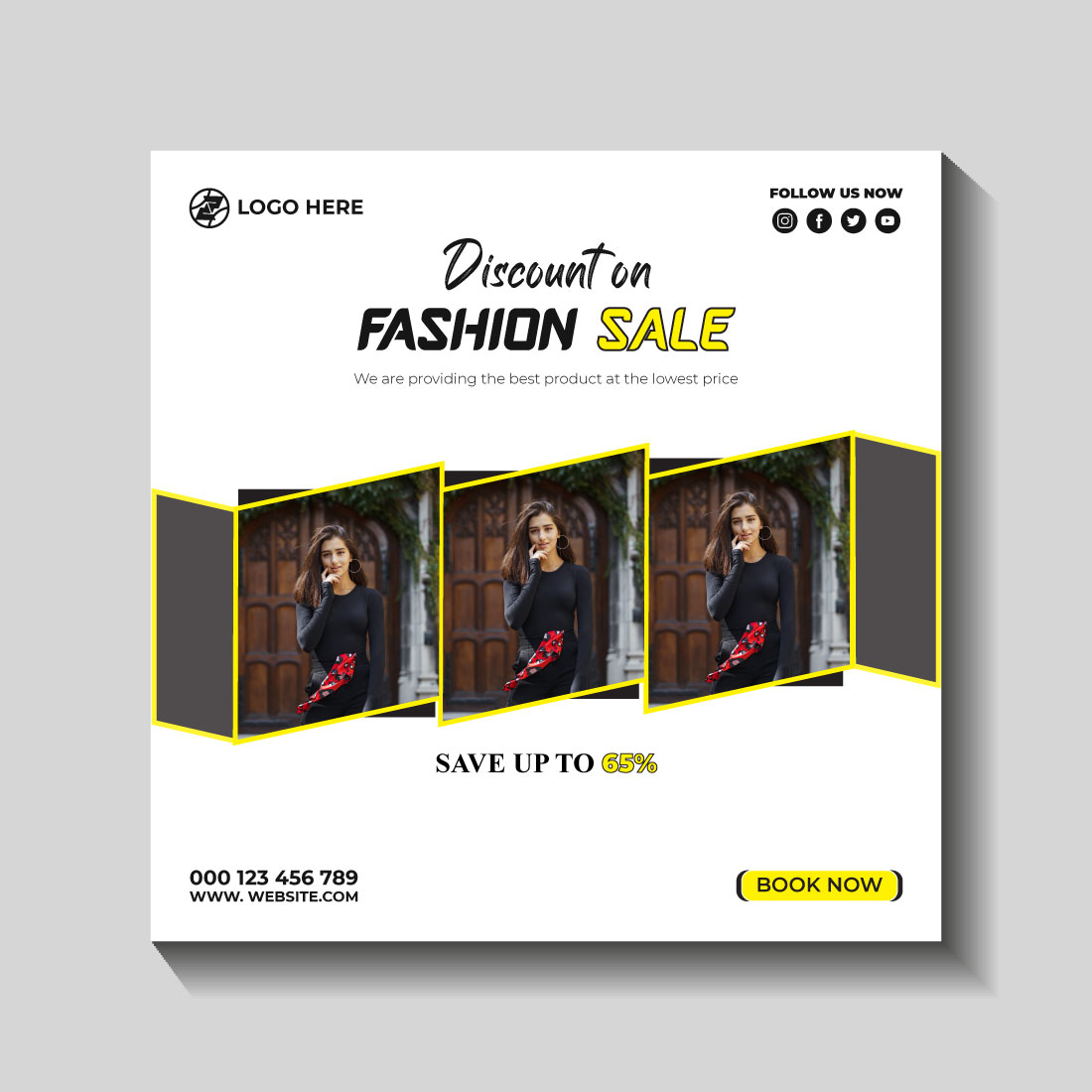 fashion sale social media post and web banner template preview image.