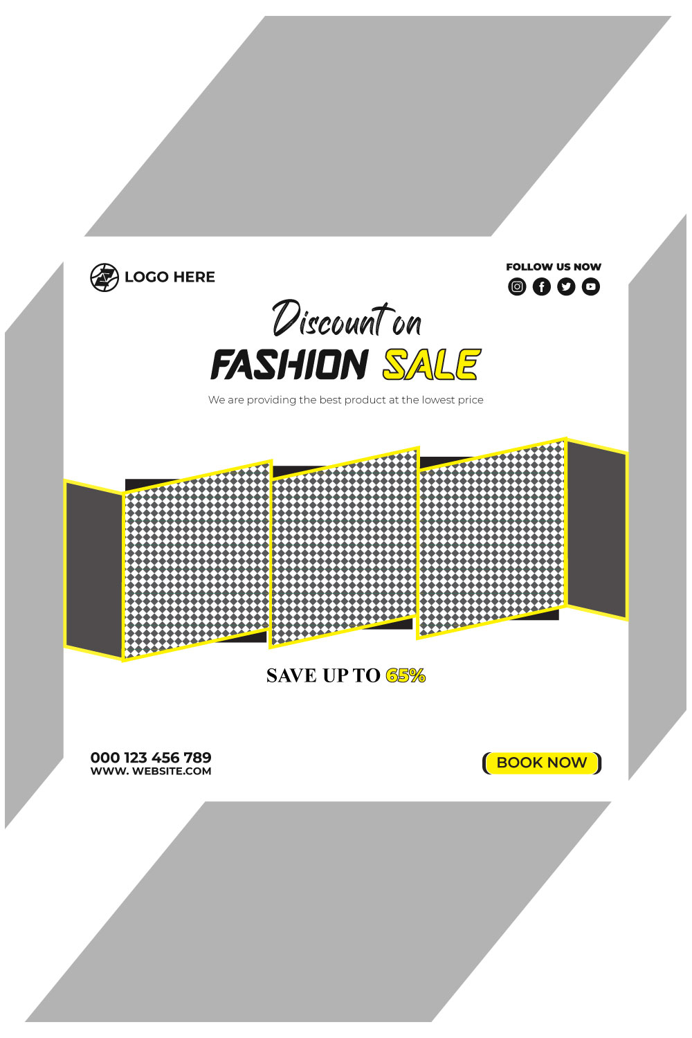 fashion sale social media post and web banner template pinterest preview image.