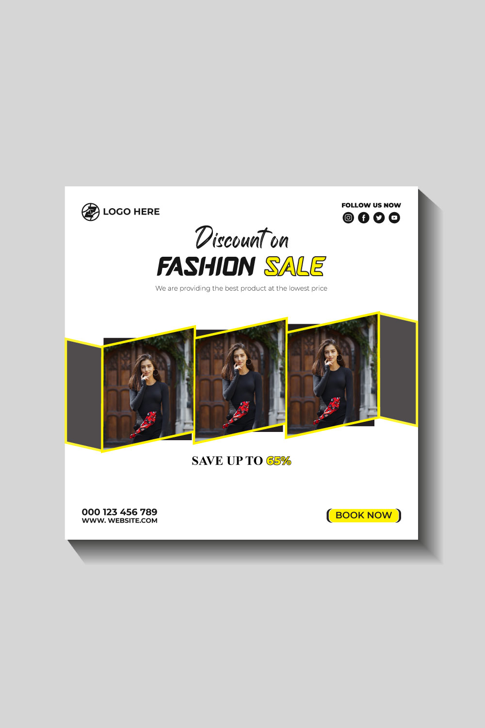 fashion sale social media post and web banner template pinterest preview image.