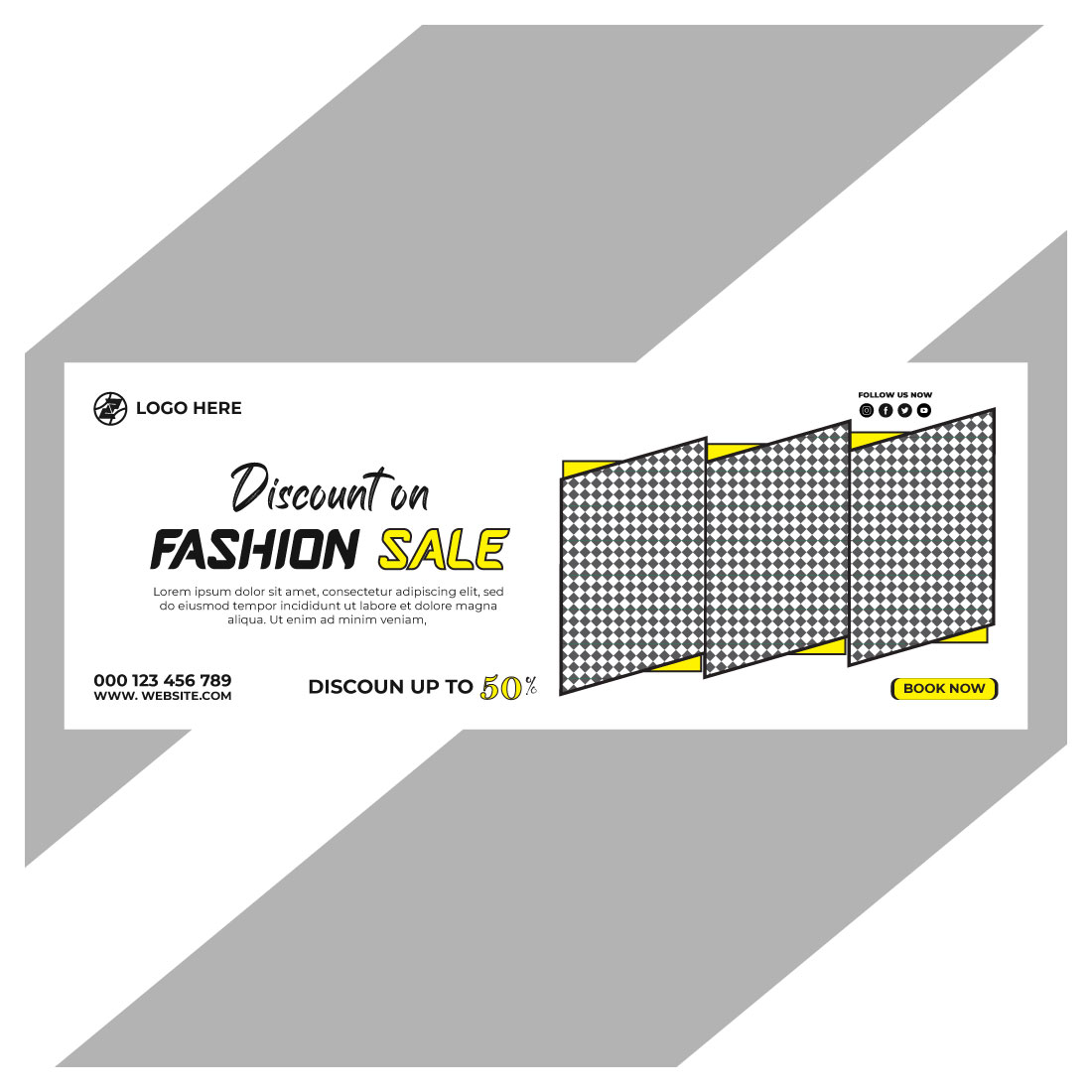 fashion sale social media post and web banner template preview image.