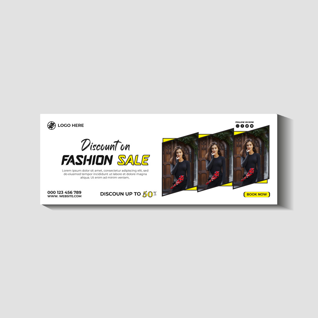 fashion sale social media post and web banner template preview image.