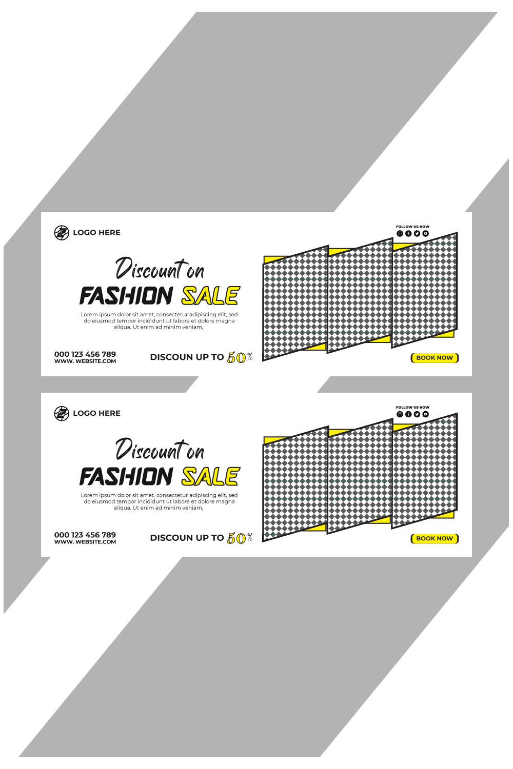 fashion sale social media post and web banner template pinterest preview image.