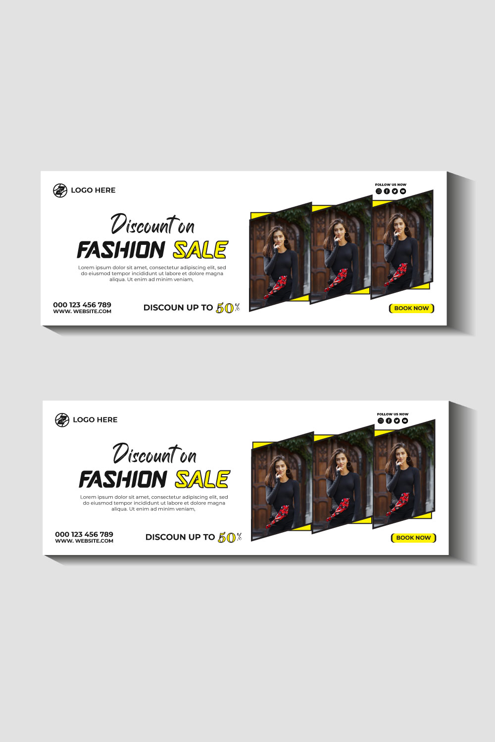 fashion sale social media post and web banner template pinterest preview image.