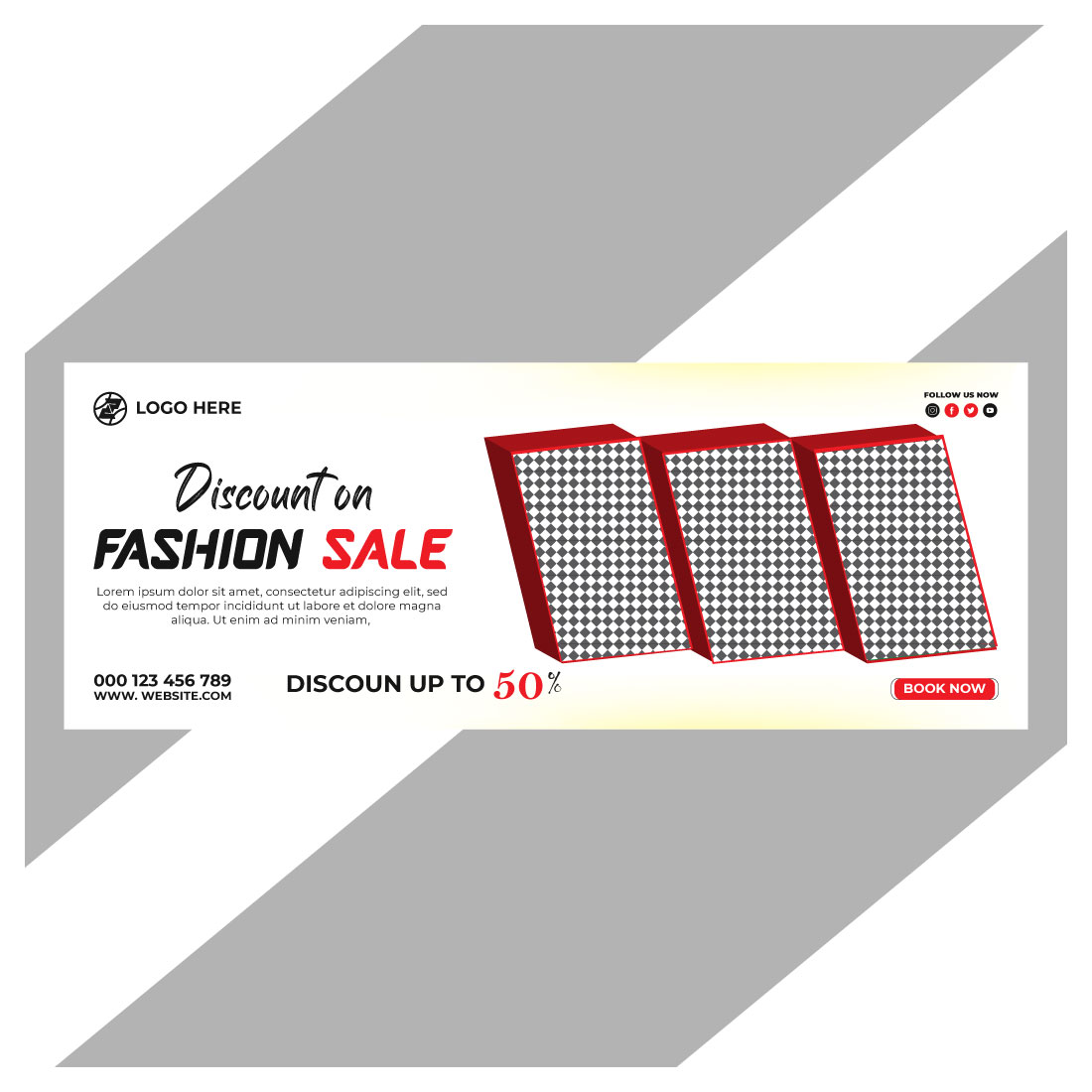 fashion sale social media post and web banner template cover image.