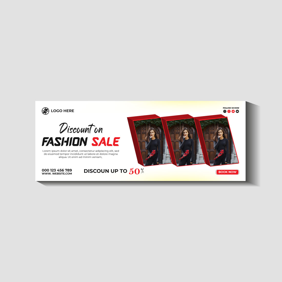 fashion sale social media post and web banner template preview image.