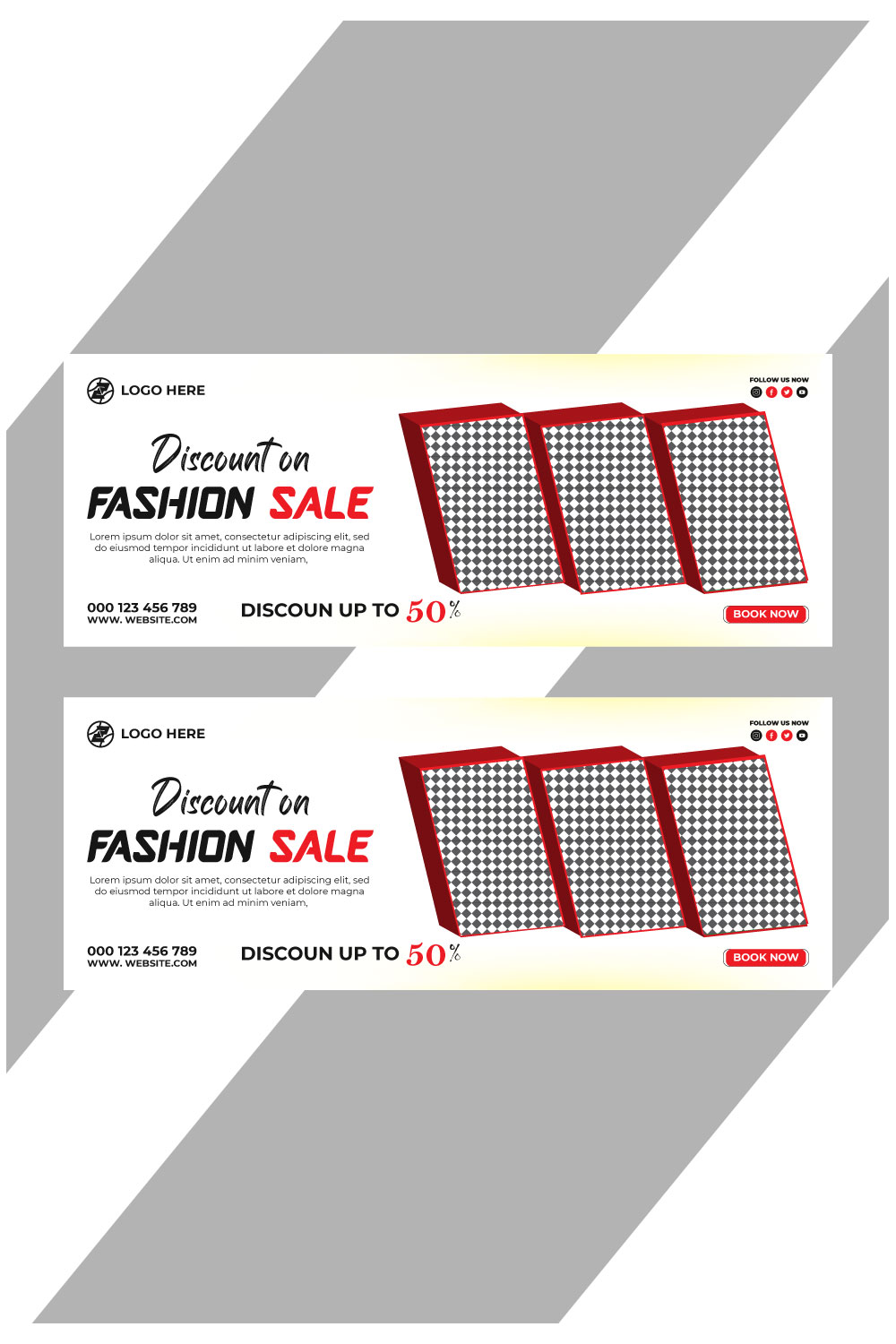 fashion sale social media post and web banner template pinterest preview image.