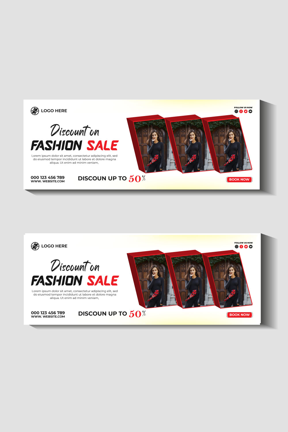 fashion sale social media post and web banner template pinterest preview image.