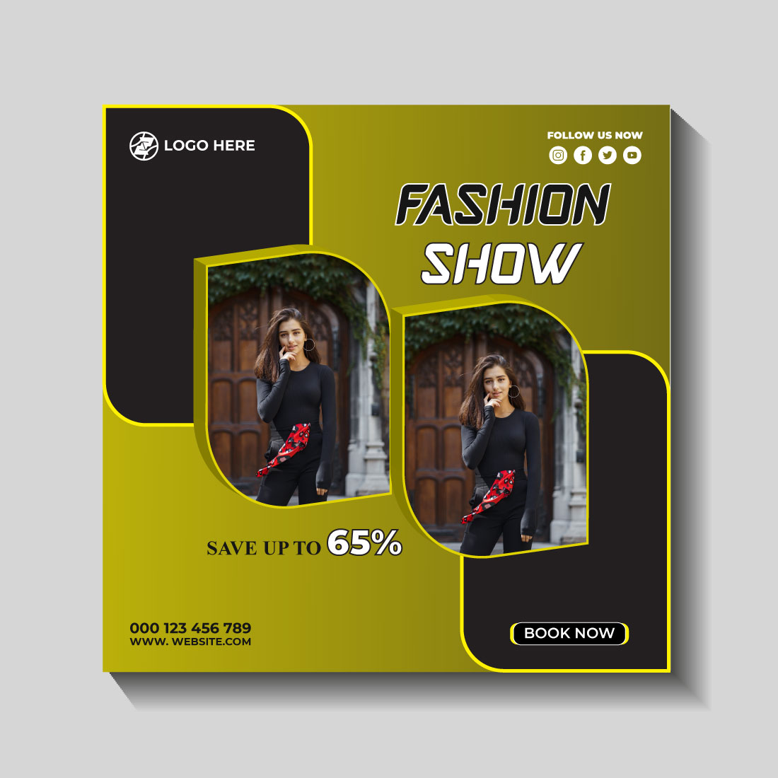 fashion sale social media post and web banner template cover image.