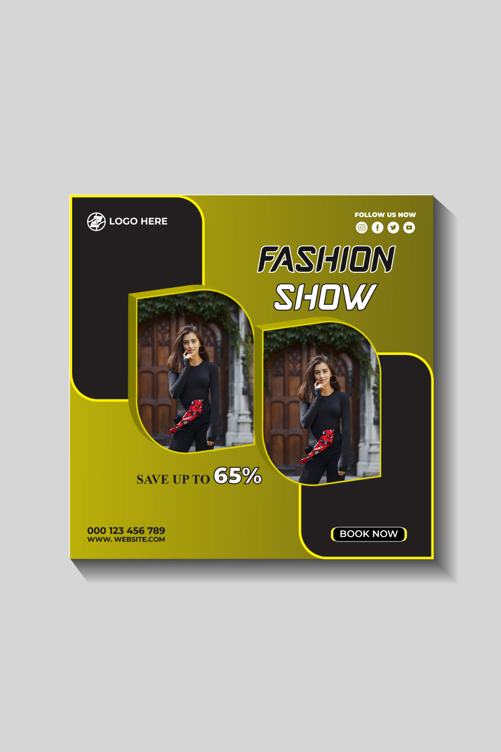 fashion sale social media post and web banner template pinterest preview image.