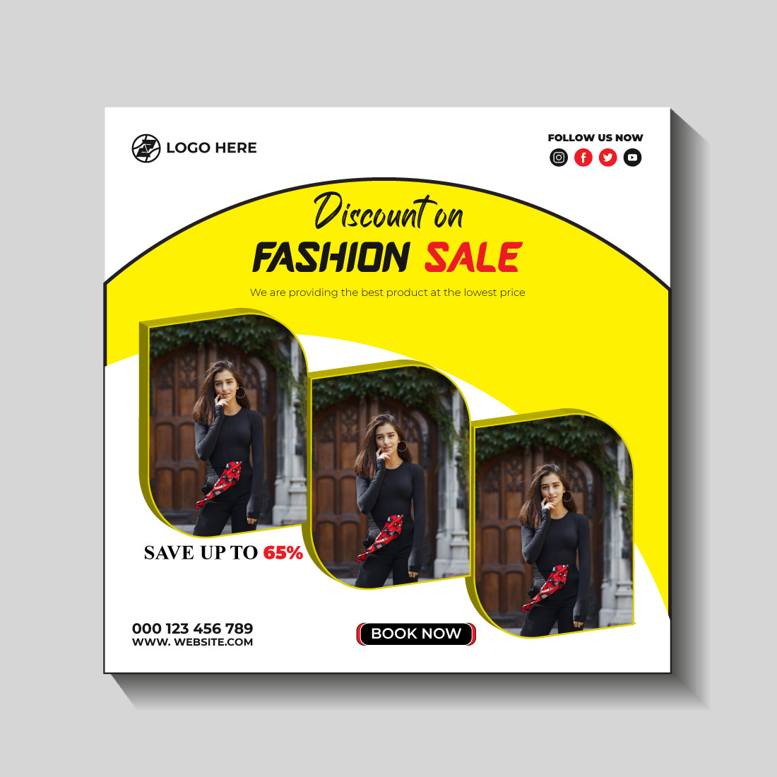 fashion sale social media post and web banner template preview image.