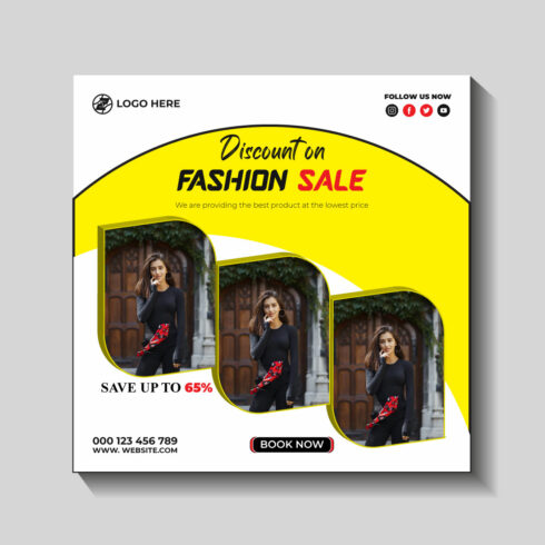 fashion sale social media post and web banner template cover image.