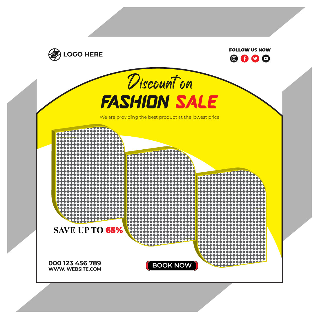 fashion sale social media post and web banner template preview image.