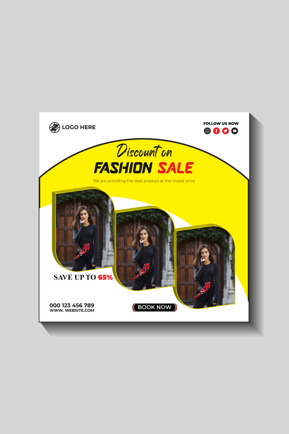 fashion sale social media post and web banner template pinterest preview image.