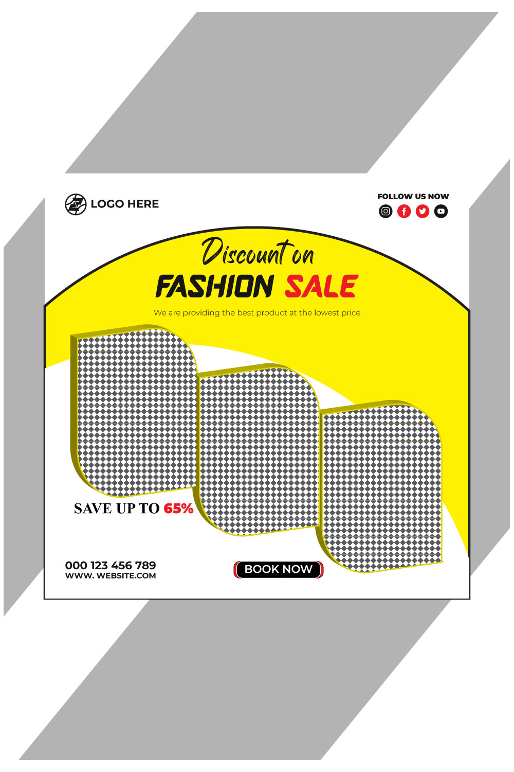 fashion sale social media post and web banner template pinterest preview image.