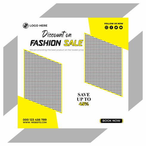 fashion sale social media post and web banner template cover image.