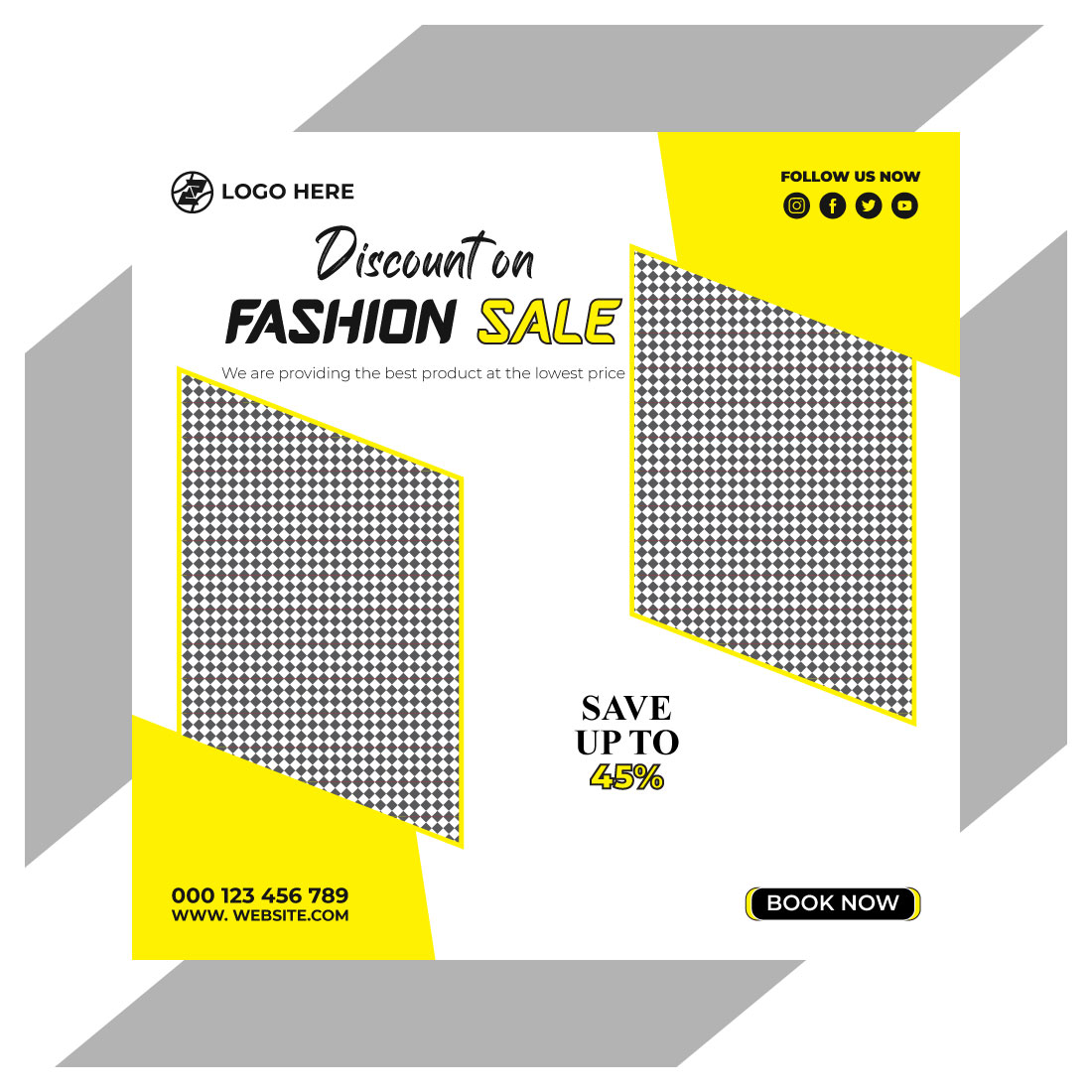 fashion sale social media post and web banner template preview image.