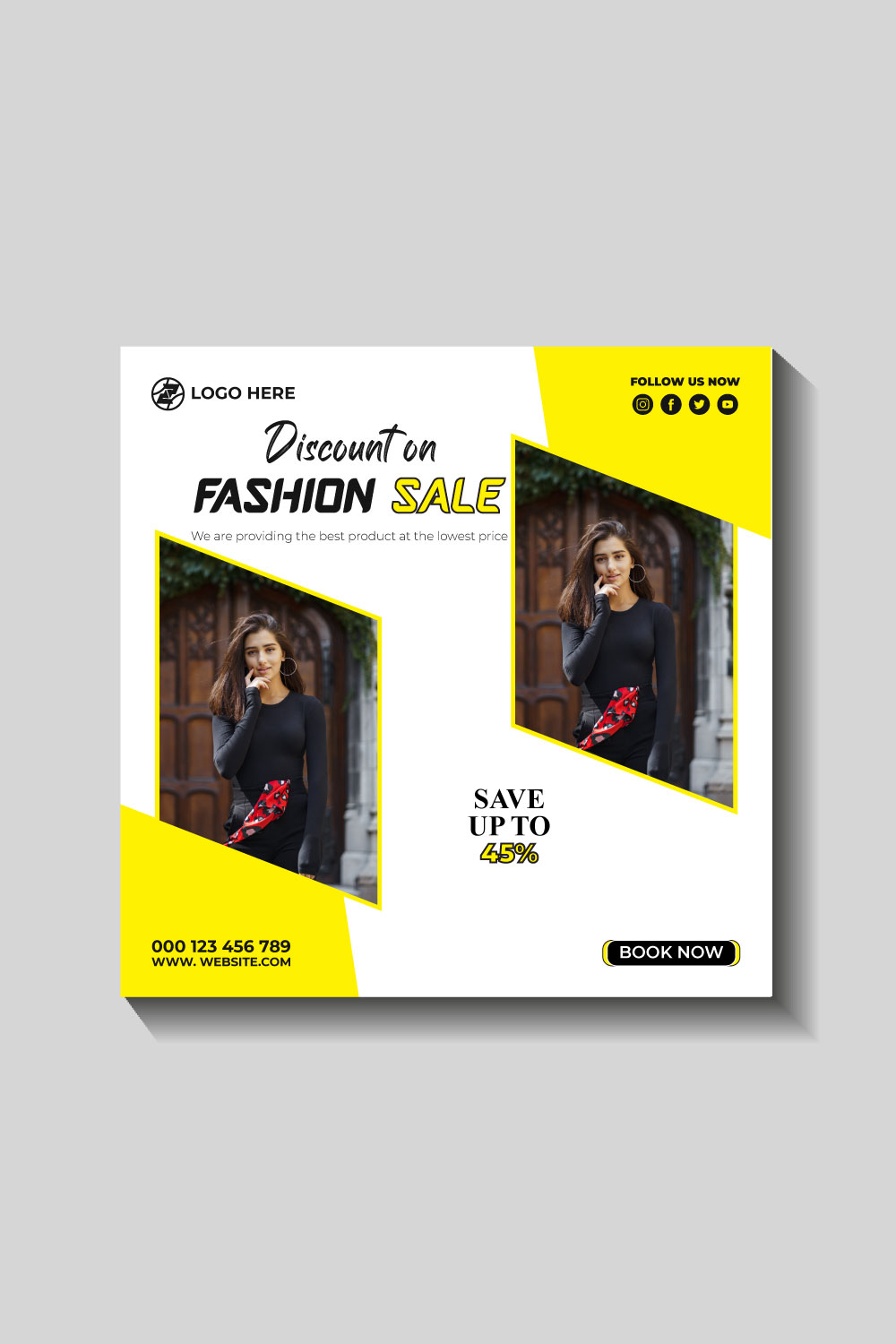 fashion sale social media post and web banner template pinterest preview image.