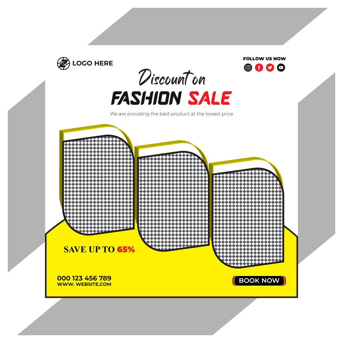 fashion sale social media post and web banner template preview image.