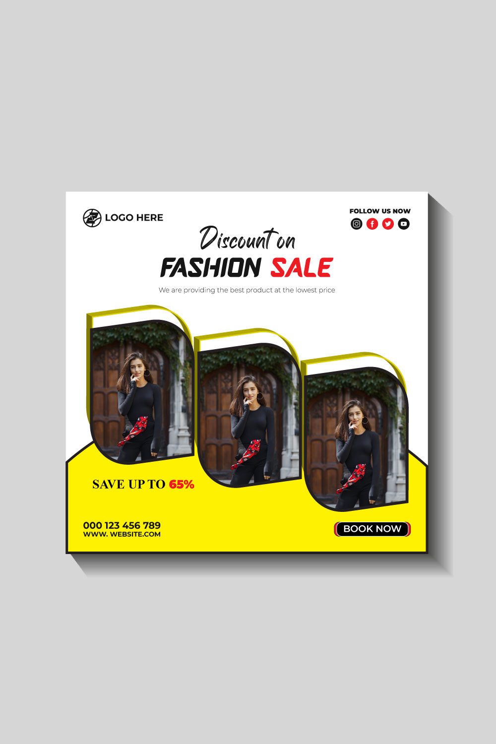 fashion sale social media post and web banner template pinterest preview image.